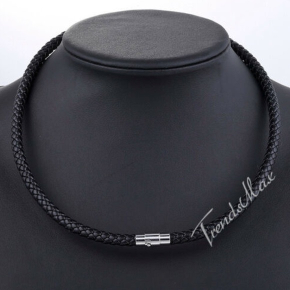 Jewelry - 8 mm Braided Man-made Leather Rope Cord Necklace